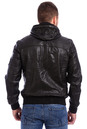 Мужская кожаная куртка из натуральной кожи утепленная с капюшоном, отделка текстиль 0900743-5