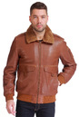 Мужская кожаная куртка из натуральной кожи утепленная, отделка овчина 0900857-5