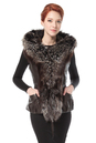 Женская кожаная куртка из натуральной кожи с капюшоном, отделка чернобурка 0900199-3