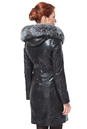Женское кожаное пальто из натуральной кожи с капюшоном, отделка чернобурка 0900204-3