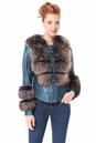 Женская кожаная куртка из натуральной кожи с воротником, отделка чернобурка 0900217