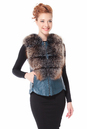 Женская кожаная куртка из натуральной кожи с воротником, отделка чернобурка 0900217-4