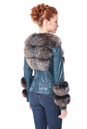 Женская кожаная куртка из натуральной кожи с воротником, отделка чернобурка 0900217-5