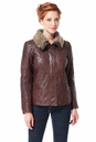 Женская кожаная куртка из натуральной кожи с воротником, отделка овчина 0900224