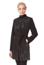 Женское кожаное пальто из натуральной замши (с накатом) с воротником 0900356