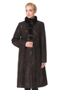 Женское кожаное пальто из натуральной замши (с накатом) с воротником,  отделка норка 0900362