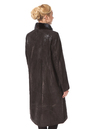 Женское кожаное пальто из натуральной замши (с накатом) с воротником,  отделка норка 0900362-6