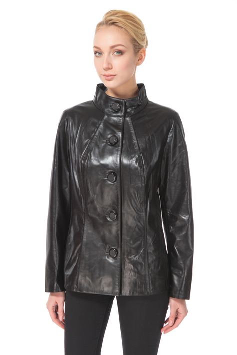 Женская кожаная куртка из натуральной кожи с воротником 0900557