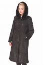 Женское кожаное пальто из натуральной замши (с накатом) с капюшоном, отделка норка 0900613