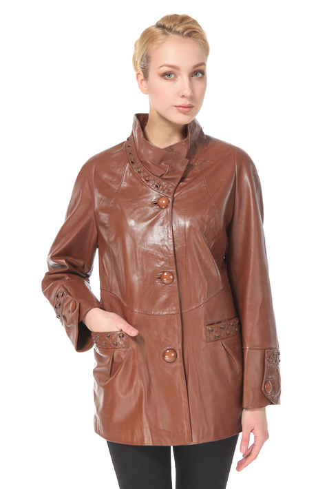 Женская кожаная куртка из натуральной кожи с воротником 0900666
