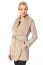 Женская кожаная куртка из натуральной кожи с воротником, отделка кролик 0900731