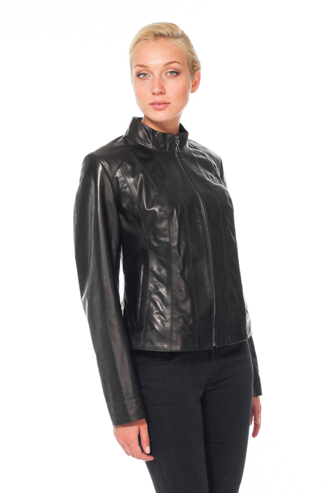 Женская кожаная куртка из натуральной кожи с воротником 0900829