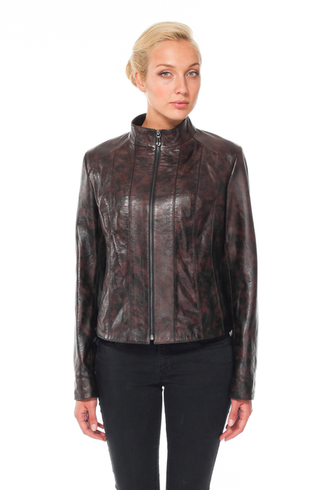 Женская кожаная куртка из натуральной кожи с воротником 0900830