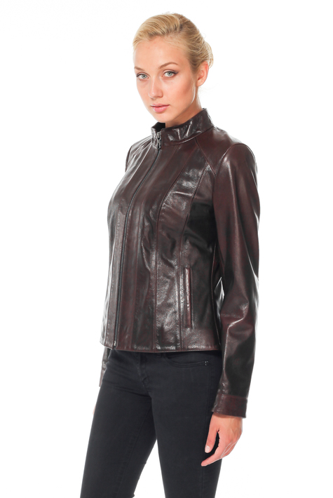 Женская кожаная куртка из натуральной кожи с воротником 0900839