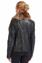 Женская кожаная куртка из натуральной кожи с воротником, отделка енот 0900902-2