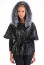 Женская кожаная куртка из натуральной кожи с капюшоном, отделка чернобурка 0900945
