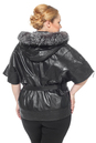 Женская кожаная куртка из натуральной кожи с капюшоном, отделка чернобурка 0900945-11 вид сзади