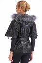 Женская кожаная куртка из натуральной кожи с капюшоном, отделка чернобурка 0900945-6