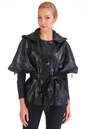 Женская кожаная куртка из натуральной кожи с капюшоном, отделка чернобурка 0900945-2