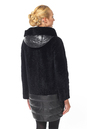 Женское кожаное пальто из натуральной кожи  с капюшоном, отделка астраган 1300656-2