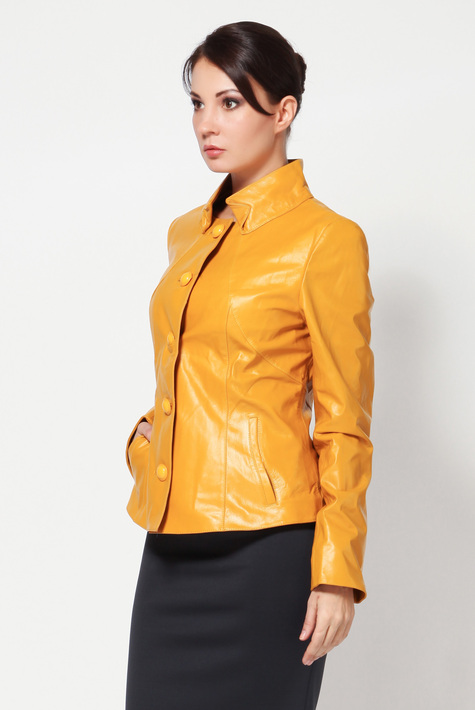 Женская кожаная куртка из натуральной кожи с воротником 0900051