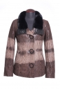 Женская кожаная куртка из натуральной замши (с накатом) с воротником, отделка кролик 0900182