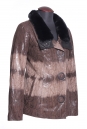 Женская кожаная куртка из натуральной замши (с накатом) с воротником, отделка кролик 0900182-4
