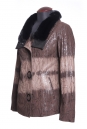 Женская кожаная куртка из натуральной замши (с накатом) с воротником, отделка кролик 0900182-3