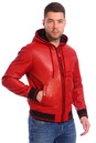 Мужская кожаная куртка из натуральной кожи утепленная с капюшоном, отделка текстиль 0900744-5