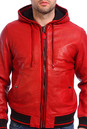 Мужская кожаная куртка из натуральной кожи утепленная с капюшоном, отделка текстиль 0900744-2