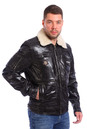 Мужская кожаная куртка из натуральной кожи утепленная, отделка овчина 0900753