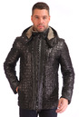 Мужская кожаная куртка из натуральной кожи с капюшоном, отделка овчина 0900891