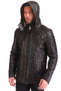 Мужская кожаная куртка из натуральной кожи с капюшоном, отделка овчина 0900891-6