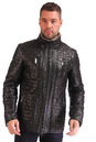 Мужская кожаная куртка из натуральной кожи с капюшоном, отделка овчина 0900891-5