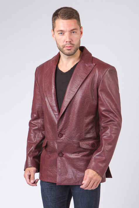 Мужская кожаная куртка из натуральной кожи с воротником 0901514