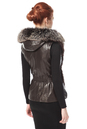Женская кожаная куртка из натуральной кожи с капюшоном, отделка чернобурка 0900199-4