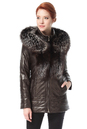 Женская кожаная куртка из натуральной кожи с капюшоном, отделка чернобурка 0900201