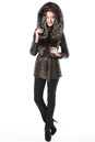 Женская кожаная куртка из натуральной кожи с капюшоном, отделка чернобурка 0900201-2