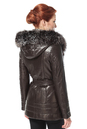 Женская кожаная куртка из натуральной кожи с капюшоном, отделка чернобурка 0900201-3