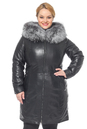 Женское кожаное пальто из натуральной кожи с капюшоном, отделка чернобурка 0900204