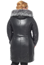 Женское кожаное пальто из натуральной кожи с капюшоном, отделка чернобурка 0900204-7 вид сзади