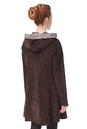 Женское кожаное пальто из натуральной замши с капюшоном 0900297-2