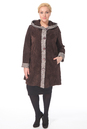 Женское кожаное пальто из натуральной замши с капюшоном 0900297-6 вид сзади