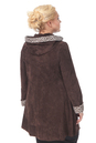 Женское кожаное пальто из натуральной замши с капюшоном 0900297-5 вид сзади
