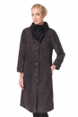 Женское кожаное пальто из натуральной замши (с накатом) с воротником,  отделка норка 0900351