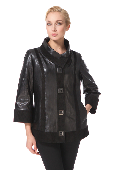 Женская кожаная куртка из натуральной замши с воротником 0900360