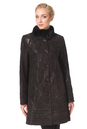 Женское кожаное пальто из натуральной замши (с накатом) с воротником,  отделка норка 0900364
