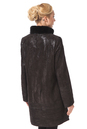Женское кожаное пальто из натуральной замши (с накатом) с воротником,  отделка норка 0900364-5