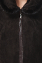 Женское кожаное полупальто из натуральной замши с капюшоном, отделка норка 0900400-3
