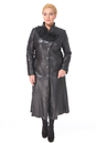 Женское кожаное пальто из натуральной кожи с воротником, отделка замша 0900505-6 вид сзади